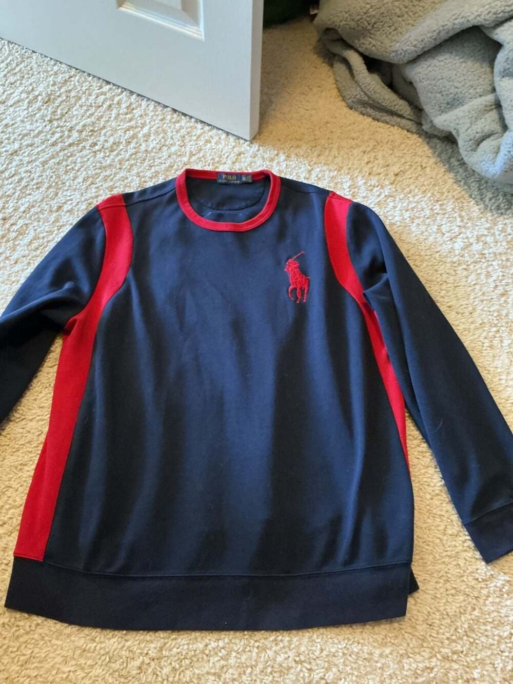 Polo Ralph Lauren Navy Blue & Red Crest Logo Crewneck Sweatshirt
